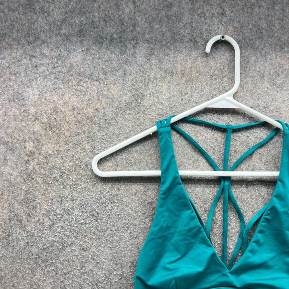 Lululemon Sports Bra Women 4 Teal Blue Free to Be Wild Strappy Back Yoga Active - Picture 7 of 10